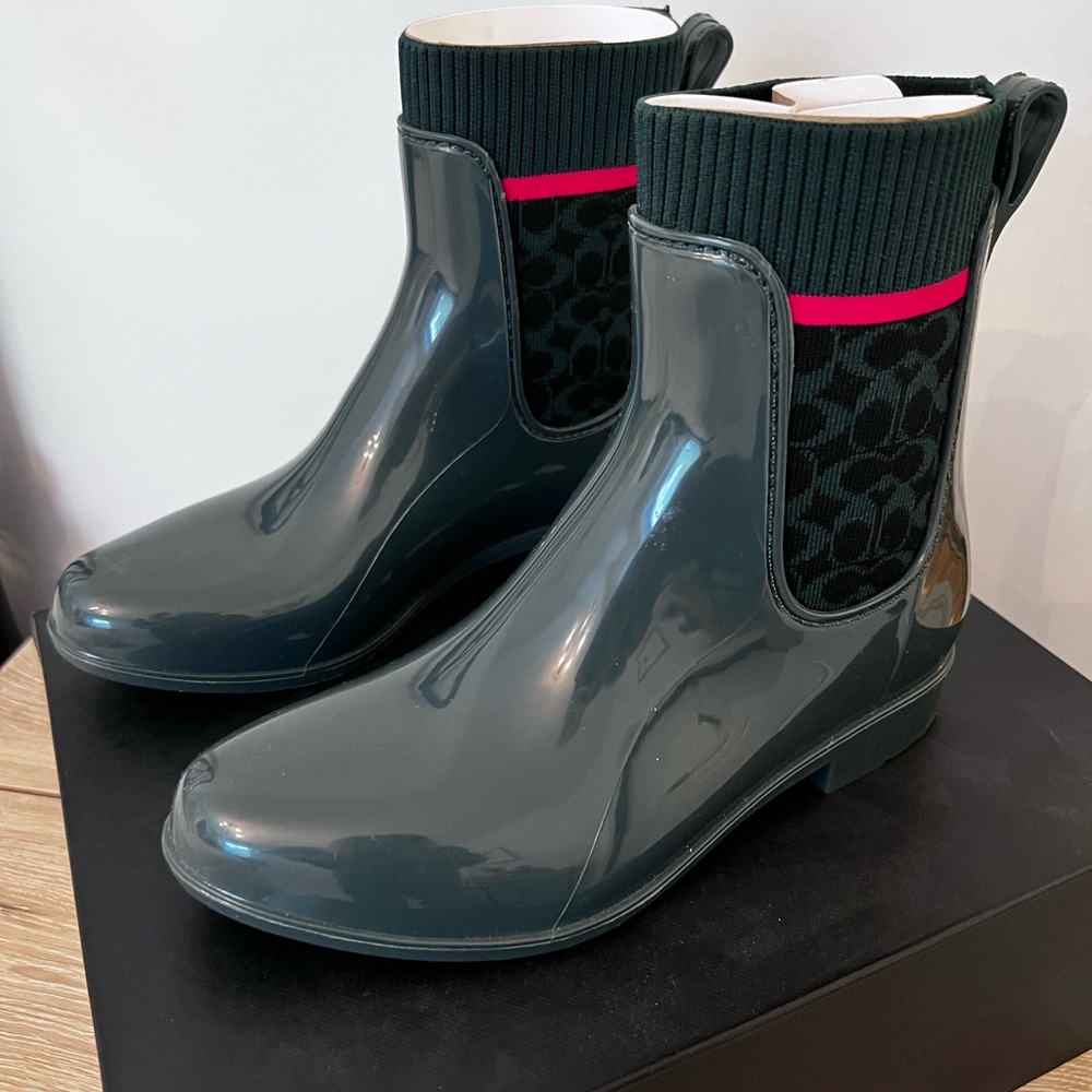 Coach Rubber Rainbootie Dark Jade